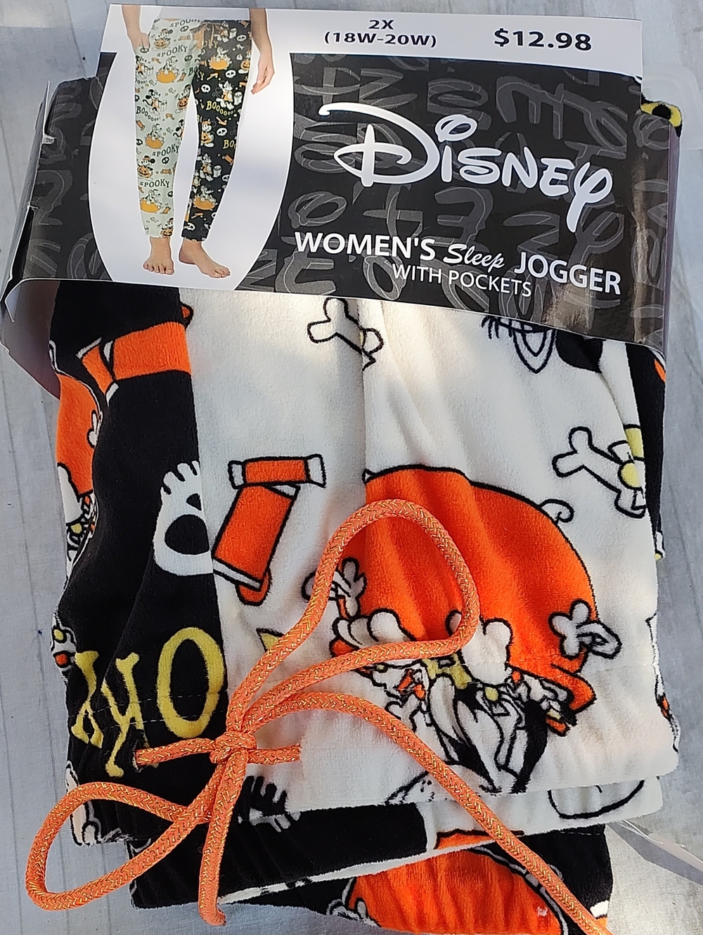 Disney Women's Halloween Mickey Goofy Skull & Pumpkin Sleep Fleece Joggers